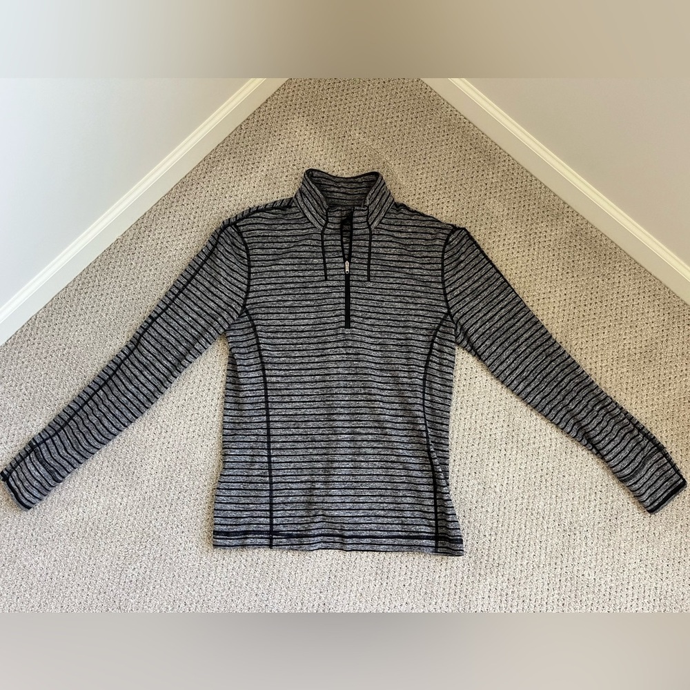 Striped Gray Long Sleeve Quarter Zip